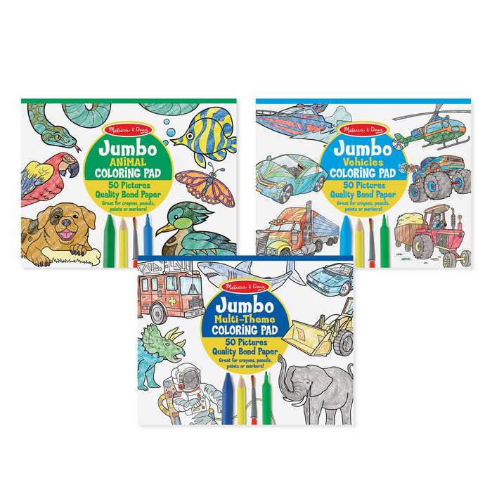 Coloring Pad 3-Pack: Animals, Vehicles, Multi-Theme N6