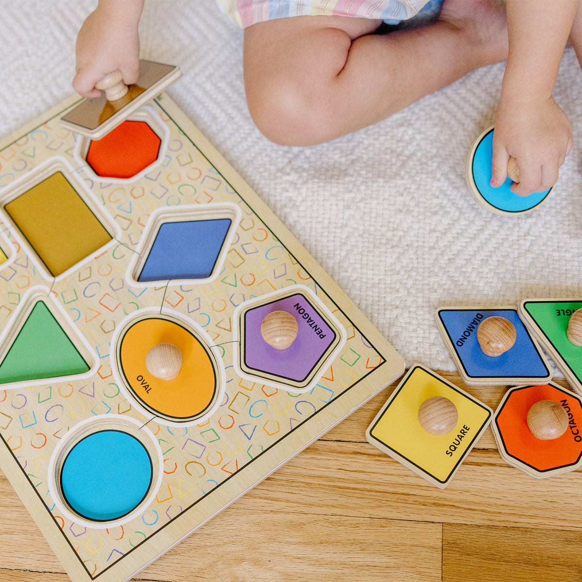 Geometric Shapes Deluxe Jumbo Peg Puzzle - 8 Pieces V7