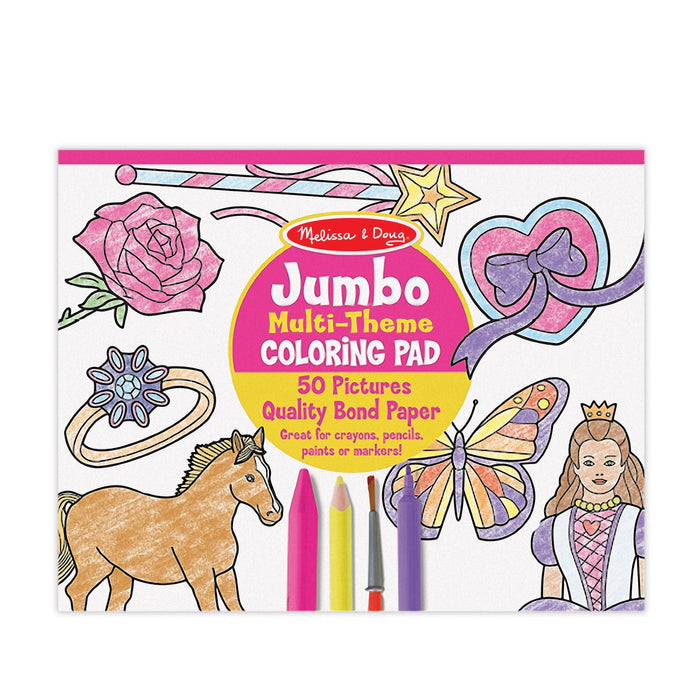 Jumbo 50-Page Kids' Coloring Pad - Horses, Hearts, Flowers, and More W5