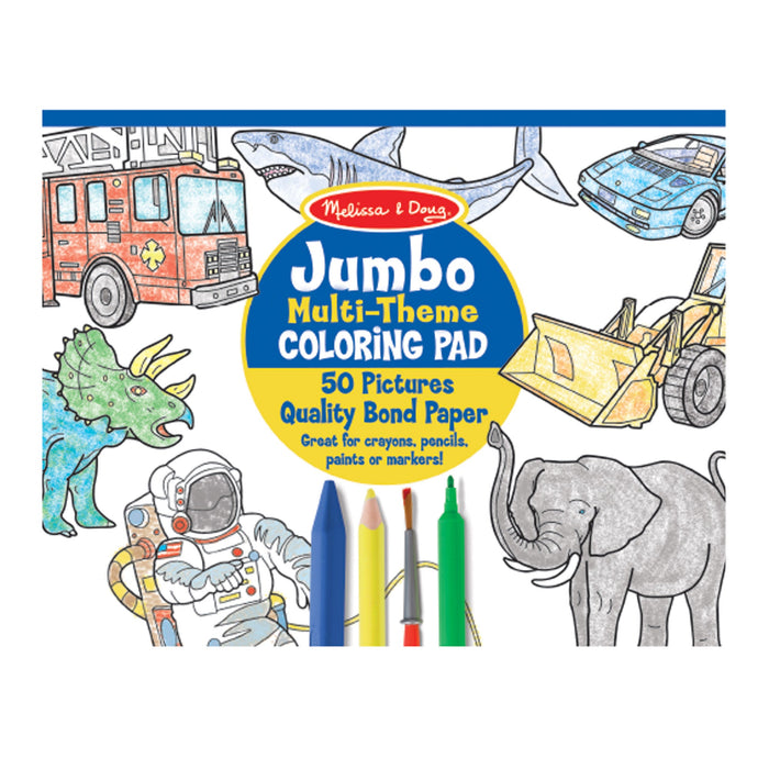 Jumbo 50-Page Kids' Coloring Pad - Space, Sharks, Sports, and More I1