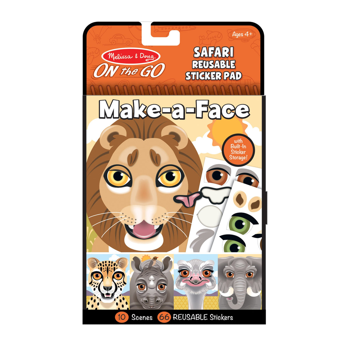 Make-a-Face – Safari Reusable Sticker Pad – On the Go Travel Activity U4