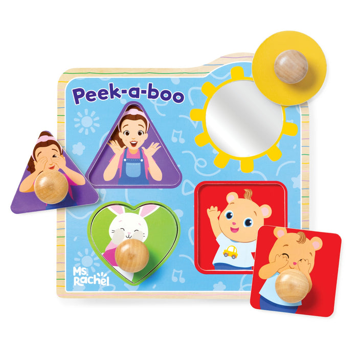 Ms. Rachel™ Wooden Peek-a-Boo Jumbo Peg Puzzle – 4 Pieces H7