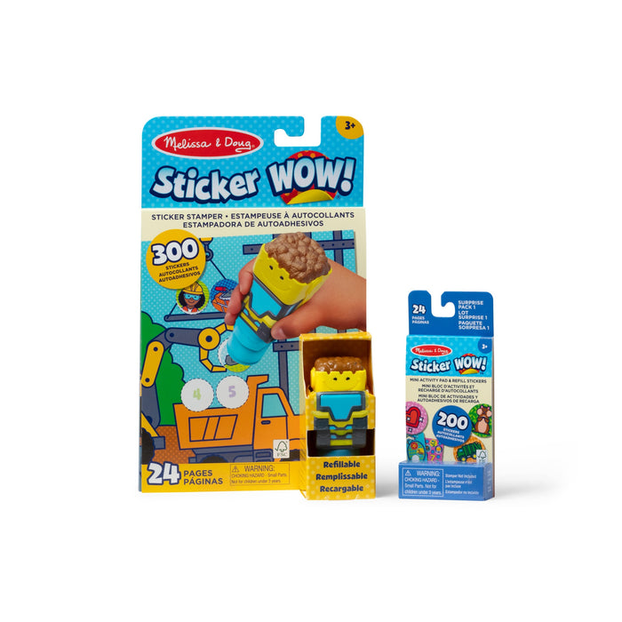 Sticker WOW!™ Bulldozer Bundle: Activity Pad & Sticker Stamper + Mini Activity Pad and 200 Refill Stickers L1