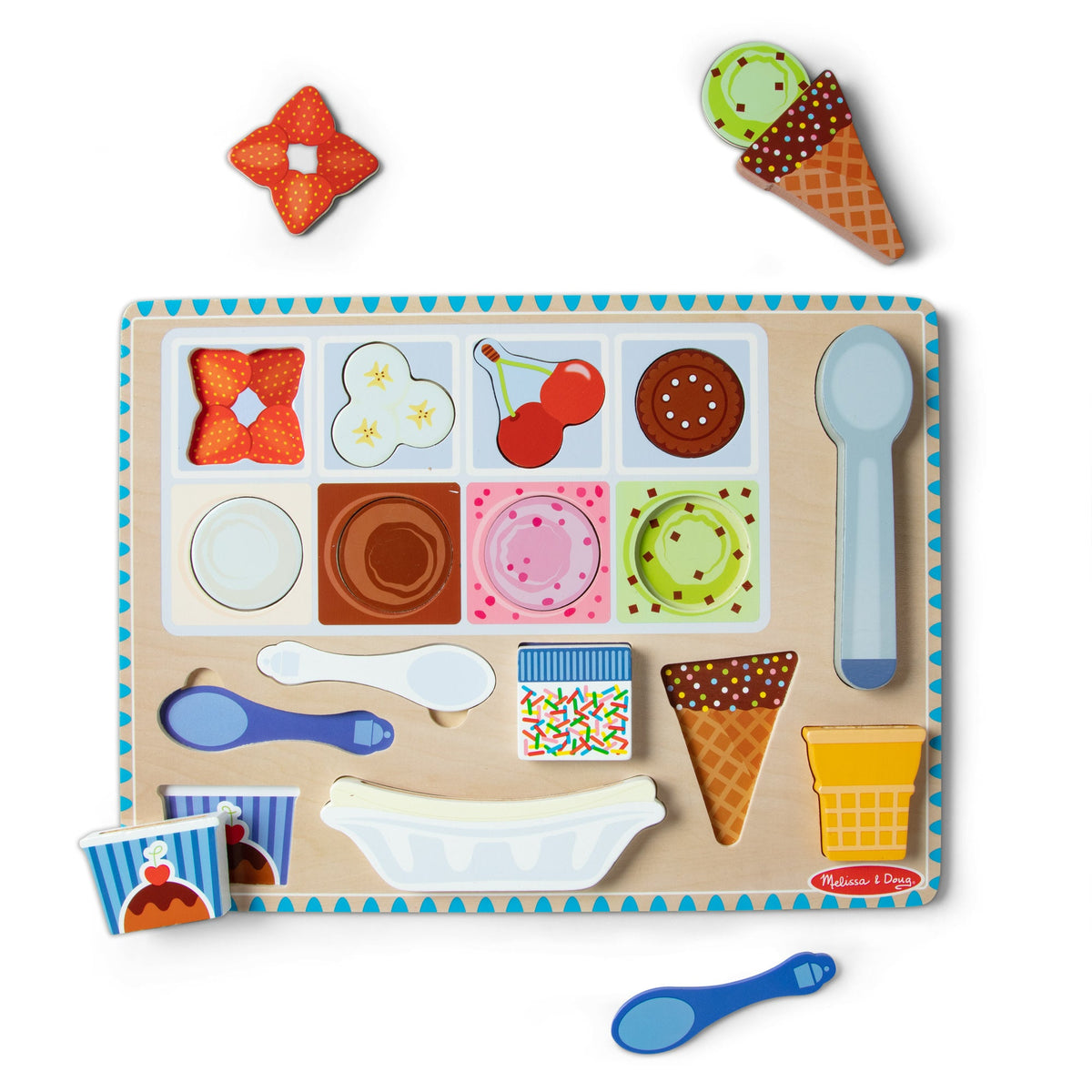 Wooden Magnetic Ice Cream Puzzle & Play Set - 16 Pieces X6