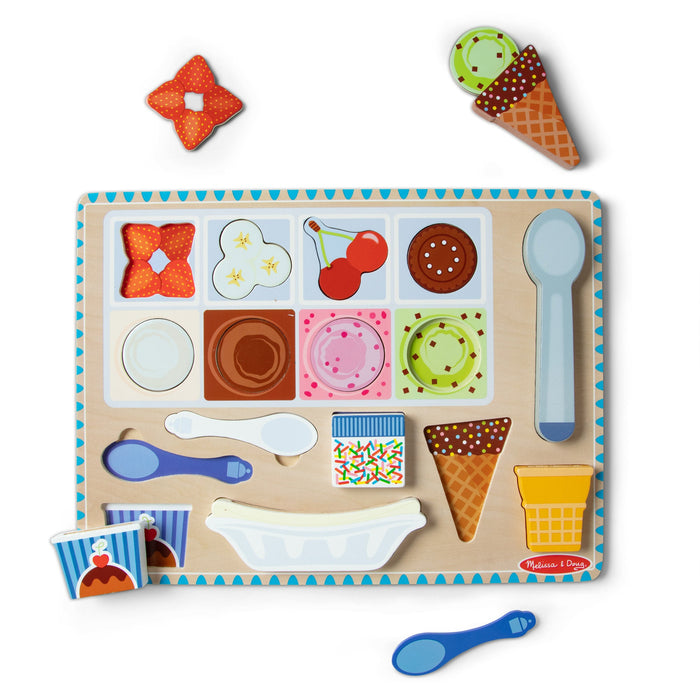 Wooden Magnetic Ice Cream Puzzle & Play Set - 16 Pieces X6