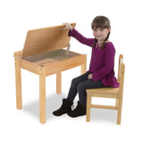 Child's Lift-Top Desk & Chair - Honey R3