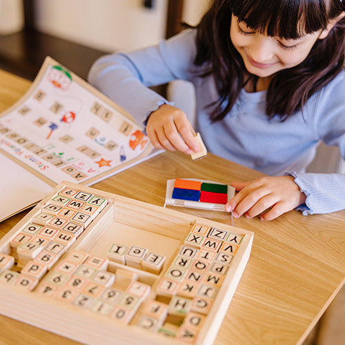 Deluxe Wooden Stamp Set - ABCs 123s L2