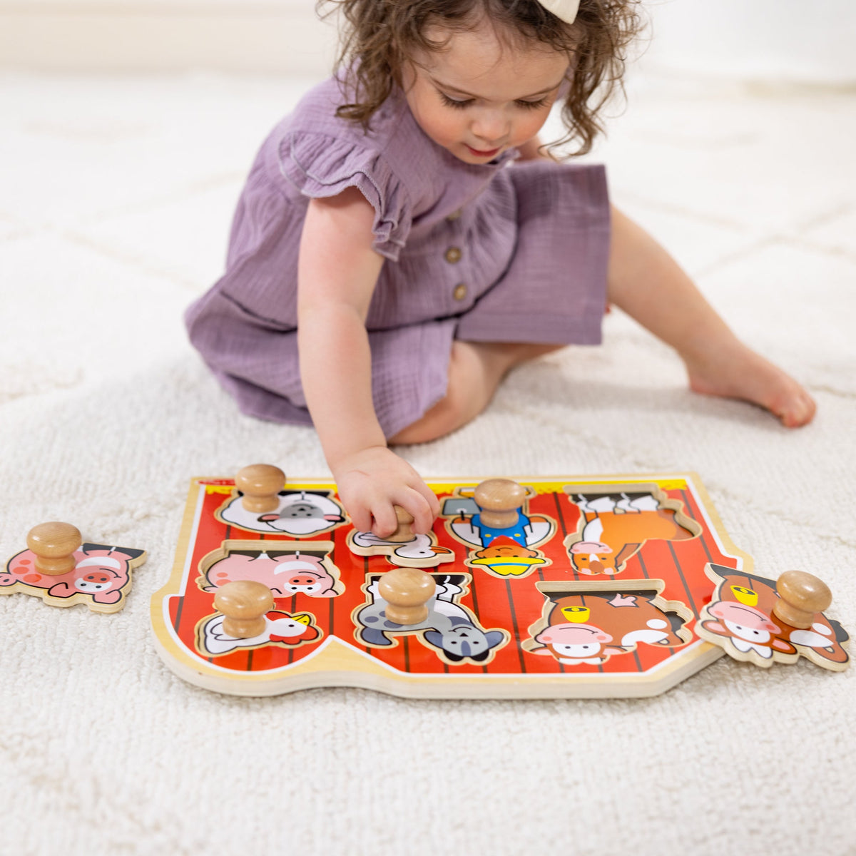 Farm Friends Jumbo Peg Puzzle - 8 Pieces X3