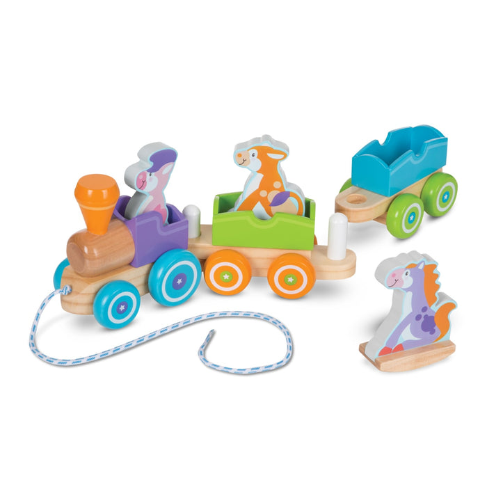 First Play Wooden Rocking Farm Animals Pull Train G2