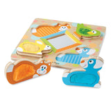 First Play Wooden Touch and Feel Puzzle Peek-a-Boo Pets With Mirror E8