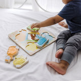 First Play Wooden Touch and Feel Puzzle Peek-a-Boo Pets With Mirror E8