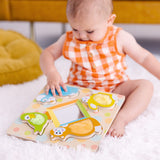 First Play Wooden Touch and Feel Puzzle Peek-a-Boo Pets With Mirror E8