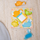 First Play Wooden Touch and Feel Puzzle Peek-a-Boo Pets With Mirror E8