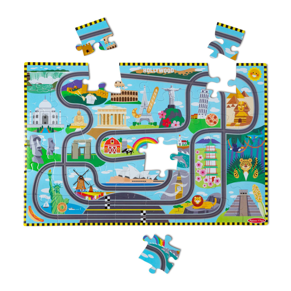 Race Around the World Tracks Floor Puzzle - 48 Pieces Z3