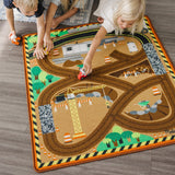 Round the Construction Zone Work Site Rug & Vehicle Set X3