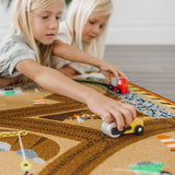 Round the Construction Zone Work Site Rug & Vehicle Set X3