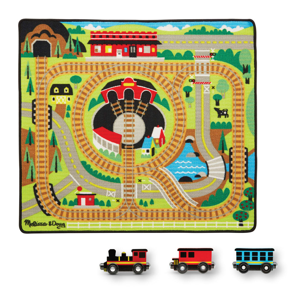 Round the Rails Train Rug J4