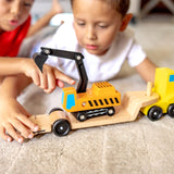 Trailer & Excavator Wooden Vehicles Play Set K1