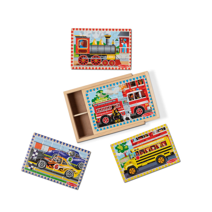 Wooden Jigsaw Puzzles in a Box - Vehicles Q0