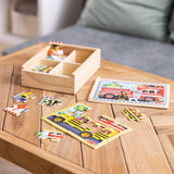 Wooden Jigsaw Puzzles in a Box - Vehicles Q0