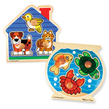 Wooden Jumbo Peg Puzzle 2-Pack: Fish Bowl, House Pets L2