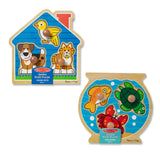 Wooden Jumbo Peg Puzzle 2-Pack: Fish Bowl, House Pets L2