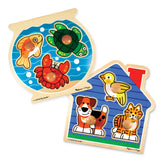Wooden Jumbo Peg Puzzle 2-Pack: Fish Bowl, House Pets L2