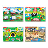 Wooden Peg Puzzle 4-Pack – Vehicles, Farm, Safari, Pets I1