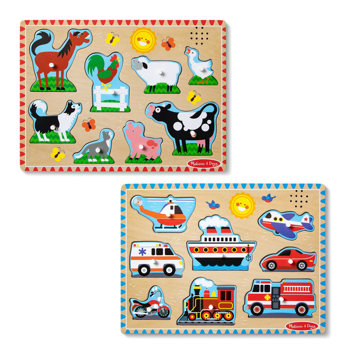 Wooden Sound Puzzle 2-Pack – Farm Animals, Vehicles Z4