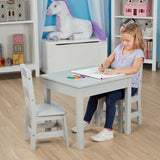 Wooden Table & 2 Chairs - Gray C6