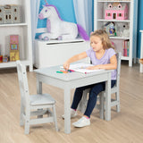 Wooden Table & 2 Chairs - Gray C6