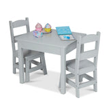 Wooden Table & 2 Chairs - Gray C6